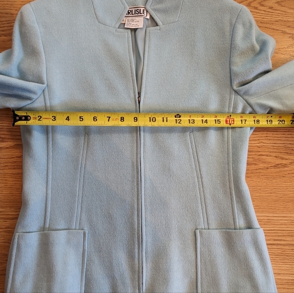 Vintage Women’s Light Blue Wool/Angora Coat Carlisle Size 8 Zip Front - Picture 15 of 16
